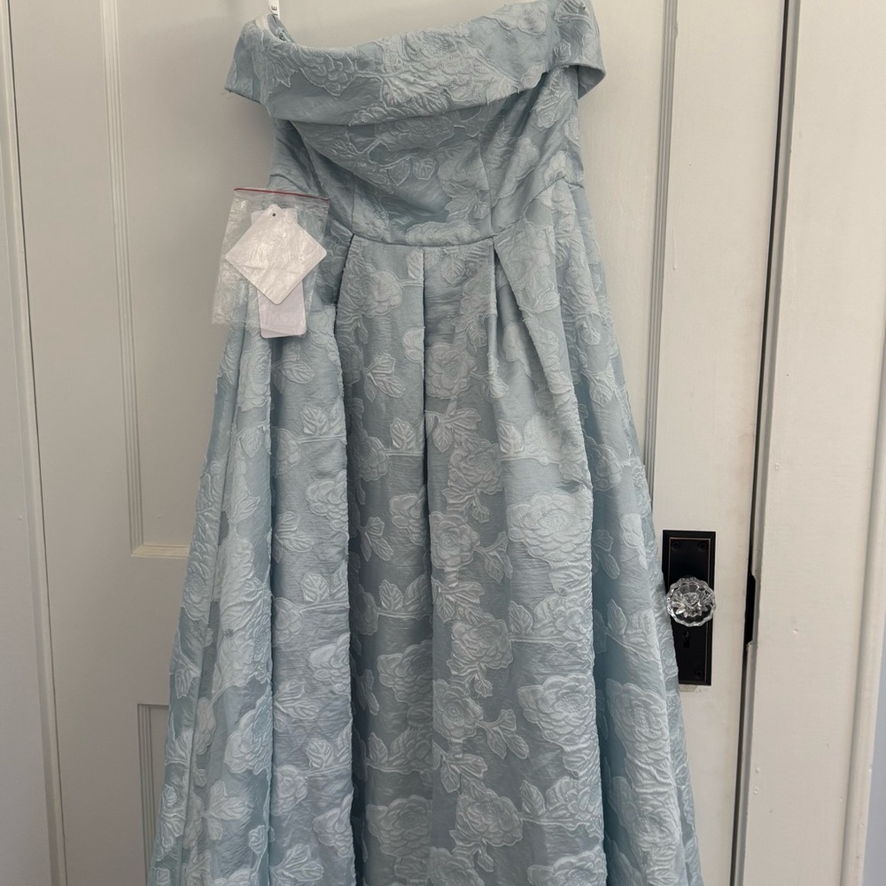 Azazie Strapless A-Line Dress in Light Blue - Picture 2 of 4